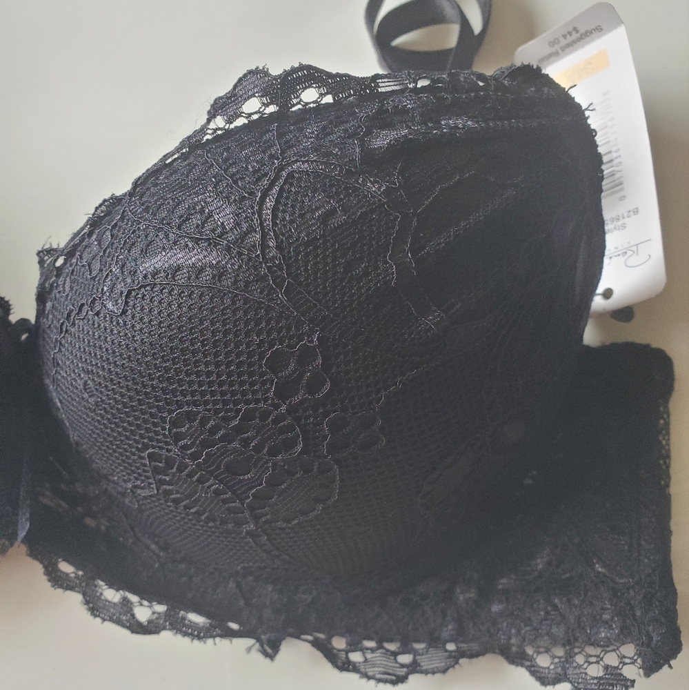 Rene Rofe Extreme Push Up Bra 34 A Womens Black  Lace Overlay Underwired - Picture 2 of 7